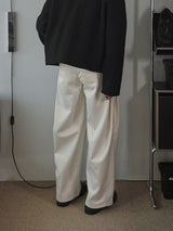 ASCLO Wool Deep Tuck Wide Slacks (3color)