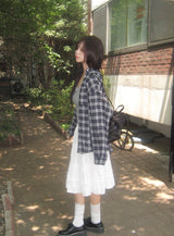 26SS★ [MADE] Riche Over Boxy Check Long Sleeve Wrinkle Shirt