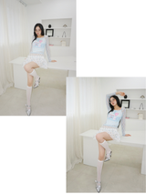 キャットシフォンバンディングフレアミニスカート