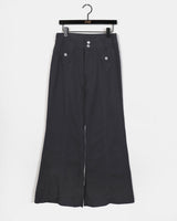[belt set] シャーティローライズインシジョンポケットワイドブーツカットコットンパンツ