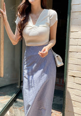 Herrit Seersucker Stripe Long Skirt