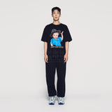 24FW カウボーイレタリングベビーフェイス半袖Ｔシャツ ブラック