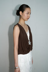 Dual-Way Layered Wrap Top (Brown)