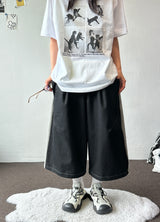 Back Two Pocket Belt Stitch Denim Bermuda Shorts 2color