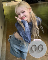 [Aespa Winter, Karina Piercing] Knotted Oval Ring Piercing - Silver Color