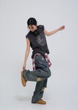 stopper damage cargo wide denim pants