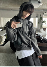 Pigment Washing Hoodie Zip-up