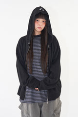 Star waffle hoodie zip-up