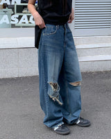 Denim damage pants