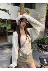  Tassel France Lace  Pad Tube Top