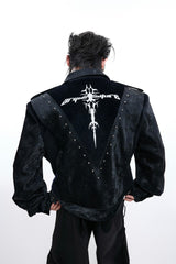 Studded Snake Print Leather Jacket