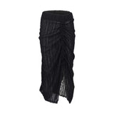  LAYERED STRAP LONG SKIRT _Black