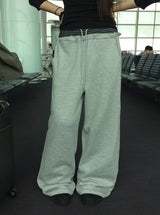 Berun Stripe Color Matching Banding Wide Long Pants