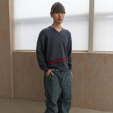 Kidmohair v-neck knit / Charcoal