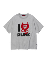 フロッキングデビルハートTシャツ - [グレー]