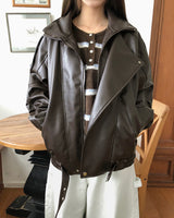 Alin Belted Oversized Leather Jacket