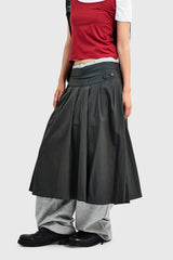 Fab Button Flare Long Skirt