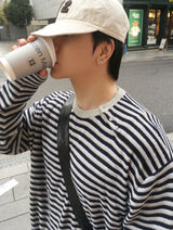 No.1698 stripe side button KNIT (3color)