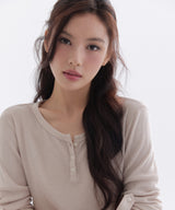 アンゴラ キャンバス ヘンリー ワッフル Tシャツ_TT6S214BE