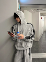 Outside track over hoodie