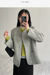 [2oz lining] Hairy wool round jacket