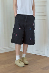 26SS★ Mushroom Stitch Bermuda Denim Pants
