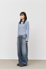 (W) Candy Fleece Striped Top