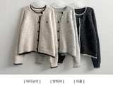 Board Two-Tone Line Emblem Badge Round Cardigan