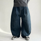 Digi Waist Band Front Pin Tuck Incision Washing Denim Wide Pants