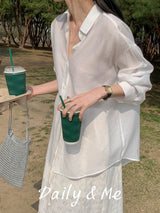 Oversized fit see-through shirt(4color)
