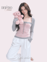 Pink gray bolero top two-piece