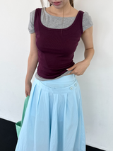 double waist pleats skirt