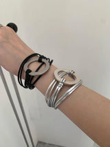 O ring leather bangle(2color)