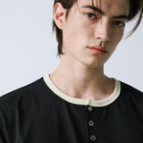 henley neck concho ringer t-shirt black
