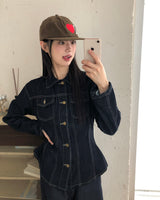 Ushi ラインポケットデニムウォッシュロングスリーブジャケット