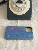Little Bunny Cat Glass Silver Bumper Case ( Blue )