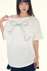 Ribbon unbalanced t-shirt