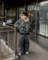 Night camo raccoon fur hood padding