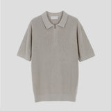 LMN レイニーシルケットハッチセミジップアップ半袖ニット (8 colors)