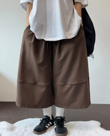 ダウンニーパンツタック8ロングバミューダ🩶🤍🖤🍪🩵5カラー