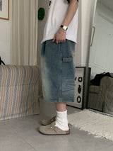 Ren One-Tuck Brush Bermuda Denim