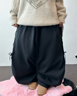 ロープラインリボンサイドセミバルーンワイドパンツ 🖤🤍 2カラーズ