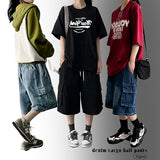 Liddy Banded Waist Denim Cargo Bermuda Shorts