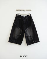 Rough Double Knee Half Denim Pants