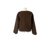 Boker Two Button Fluffy No Collar Fur Jacket