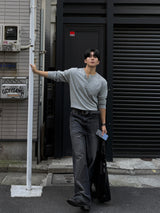 Soft henley neck long sleeve t-Shirt
