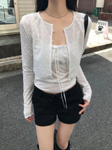 ココ リボン ダイヤモンド キルティッド カーディガン キャミ セット