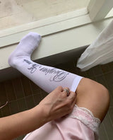 Lettering white knee socks