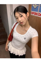 クラシックドットUネッククロップ半袖Tシャツ