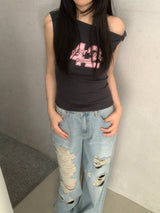 Brandon Distressed Wide-Leg Pants